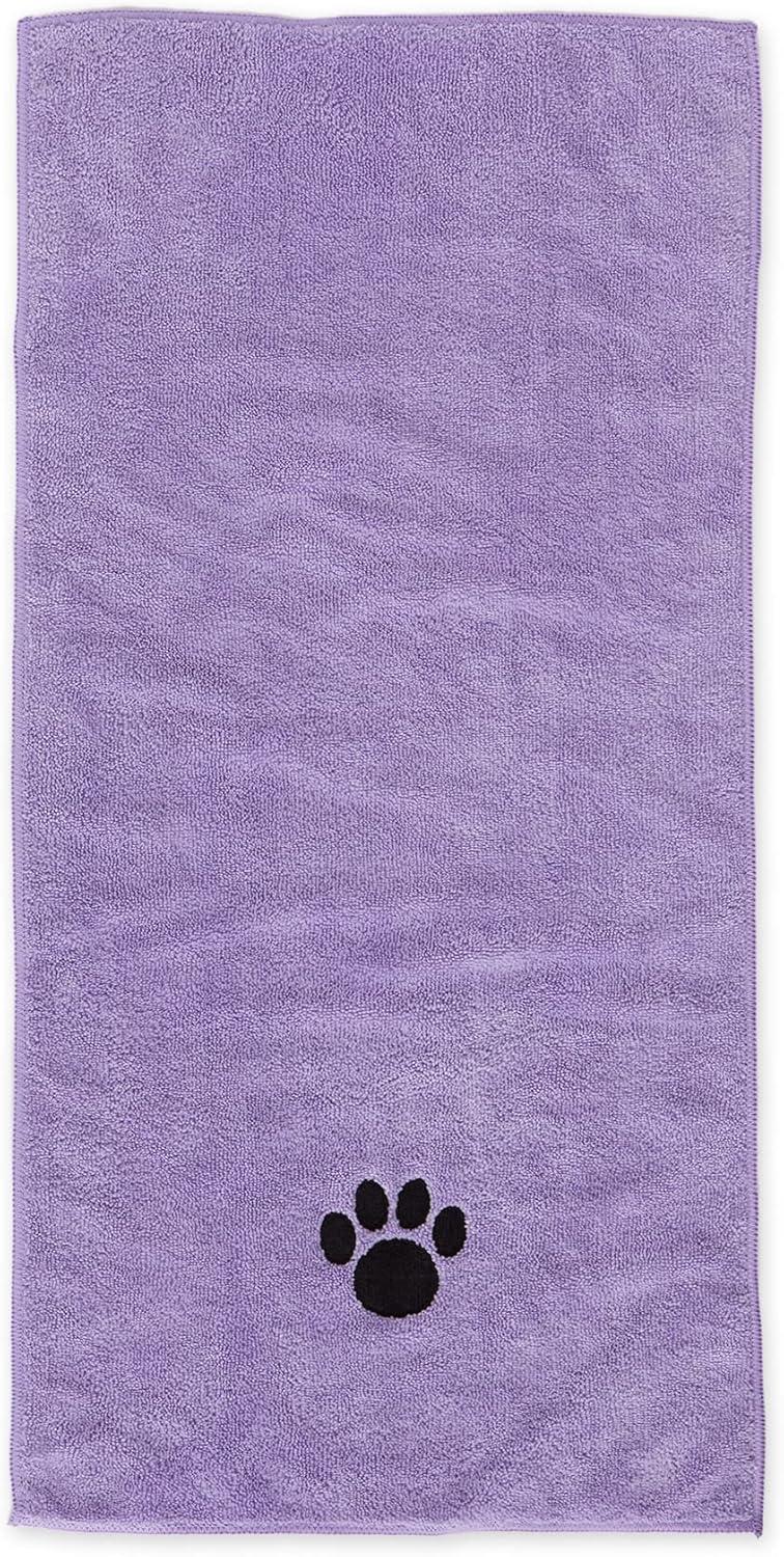 imageBone Dry Pet Grooming Embroidered Microfiber Towel Drying Collection 15x30 Hunter GreenLavender