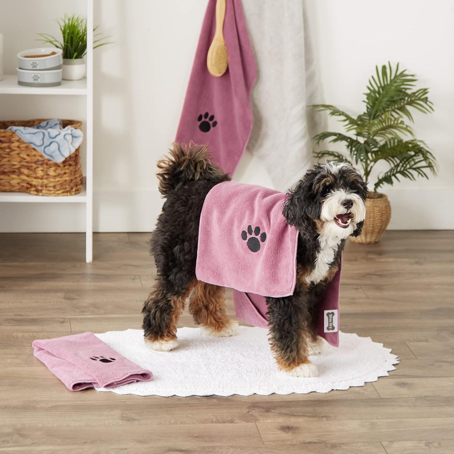 imageBone Dry Pet Grooming Embroidered Microfiber Towel Drying Collection 15x30 Hunter GreenRose