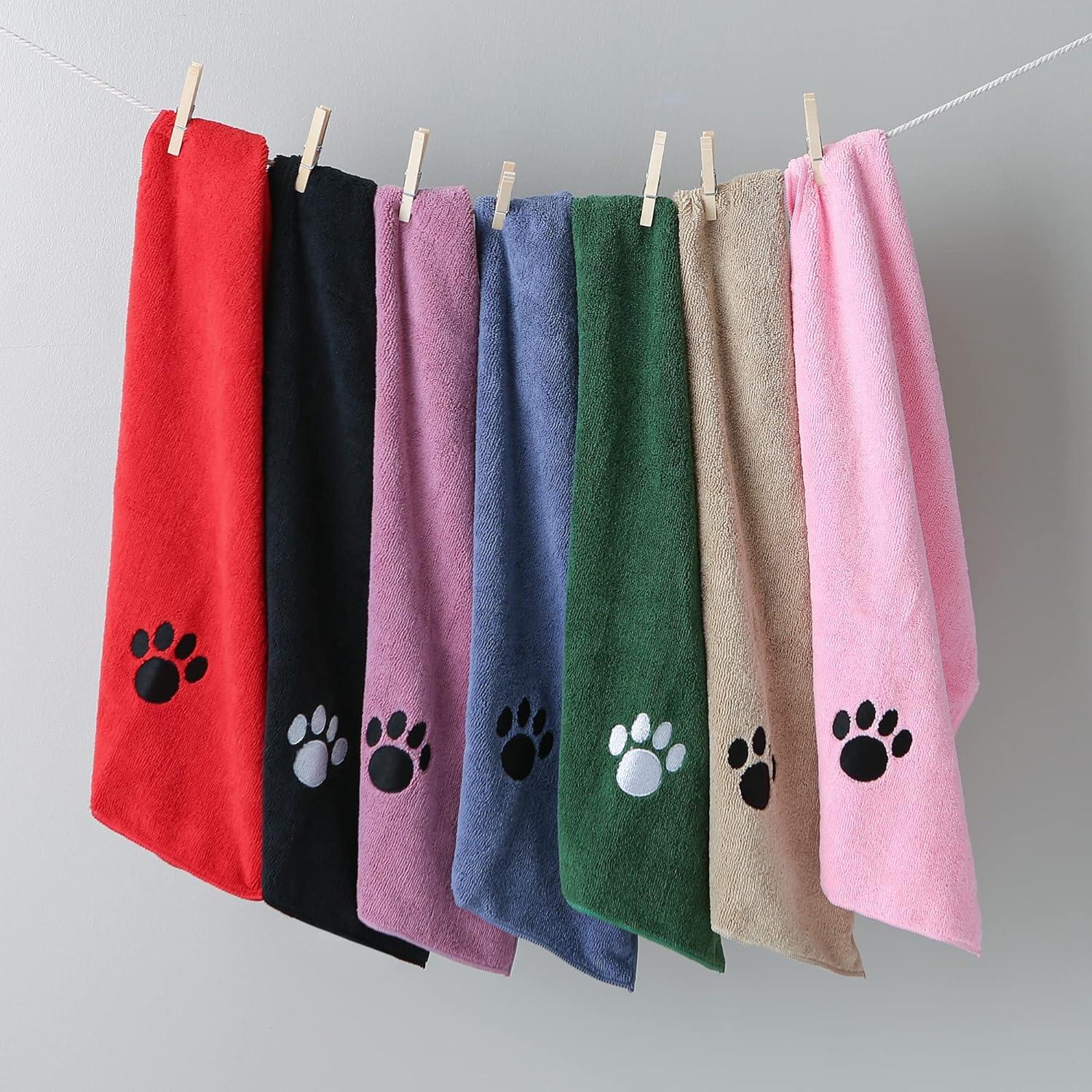 imageBone Dry Pet Grooming Embroidered Microfiber Towel Drying Collection 15x30 Hunter GreenTaupe
