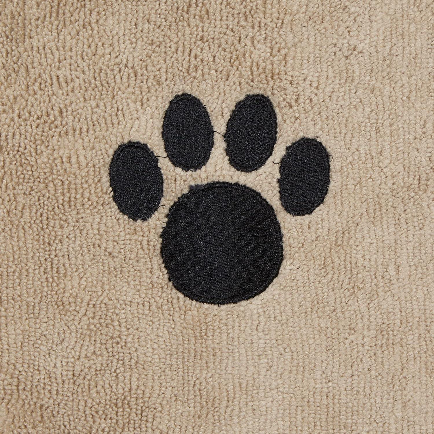 imageBone Dry Pet Grooming Embroidered Microfiber Towel Drying Collection 15x30 Hunter GreenTaupe