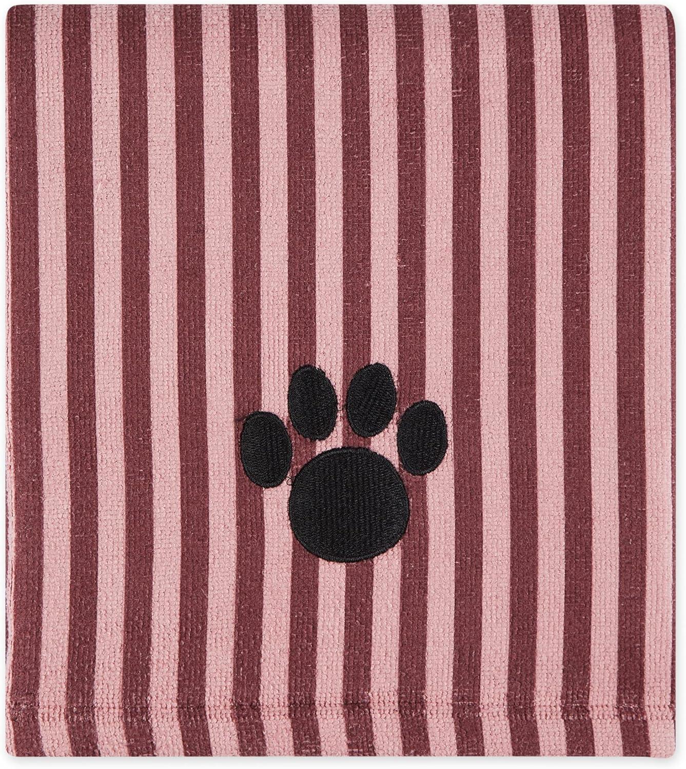 imageBone Dry Pet Grooming Towel Collection Absorbent Microfiber XLarge 41x235quot Striped TaupeCranberry
