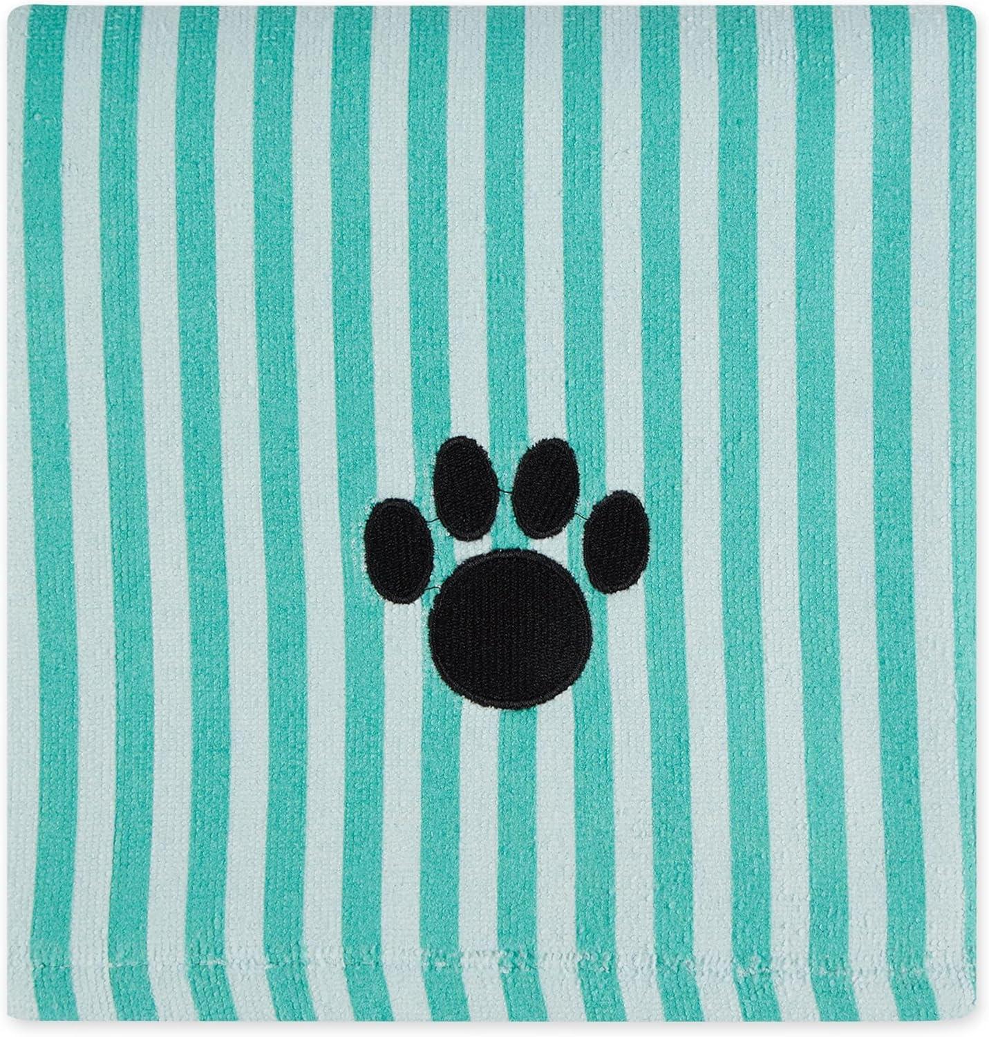 imageBone Dry Pet Grooming Towel Collection Absorbent Microfiber XLarge 41x235quot Striped TaupeStriped Aqua