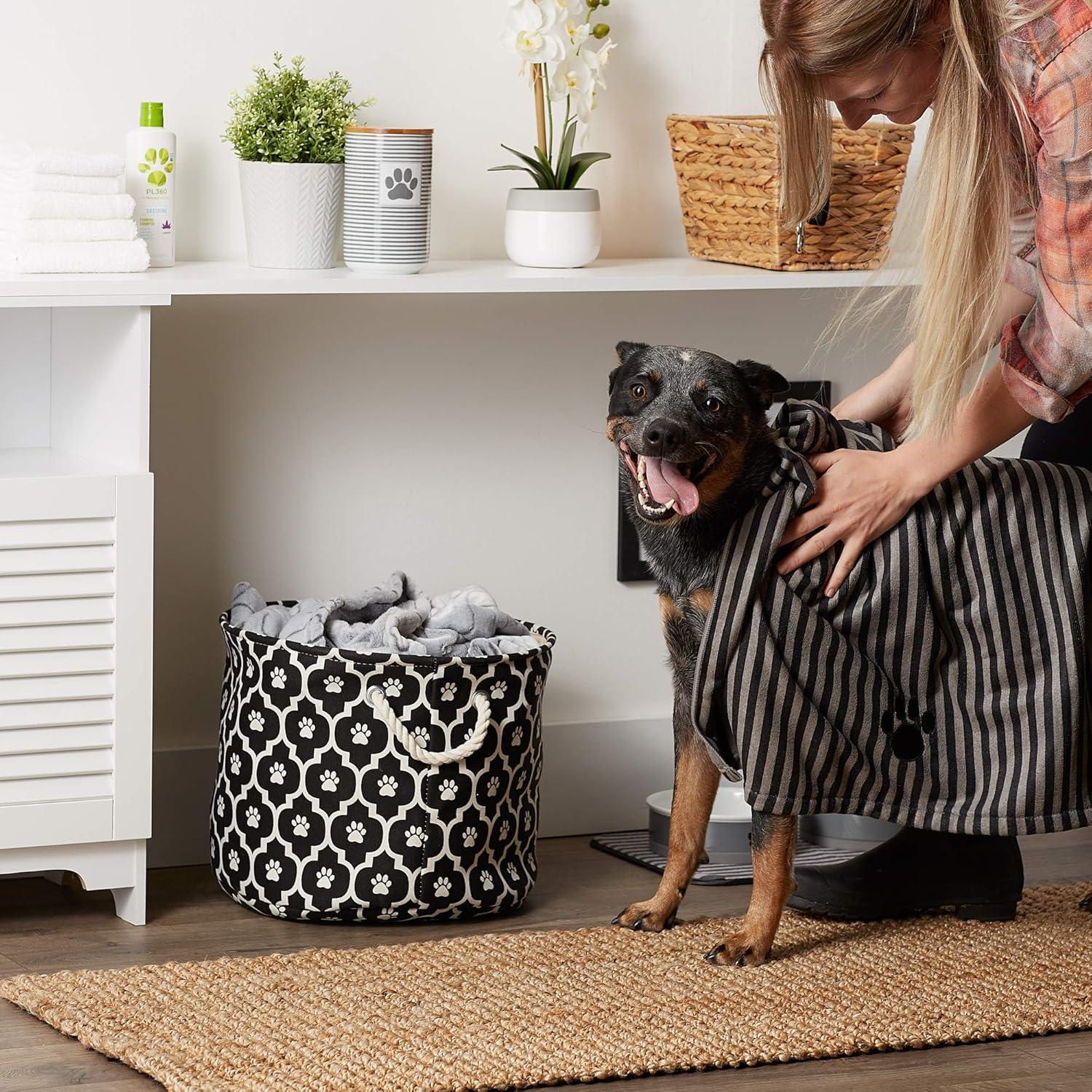 imageBone Dry Pet Grooming Towel Collection Absorbent Microfiber XLarge 41x235quot Striped TaupeStriped Black