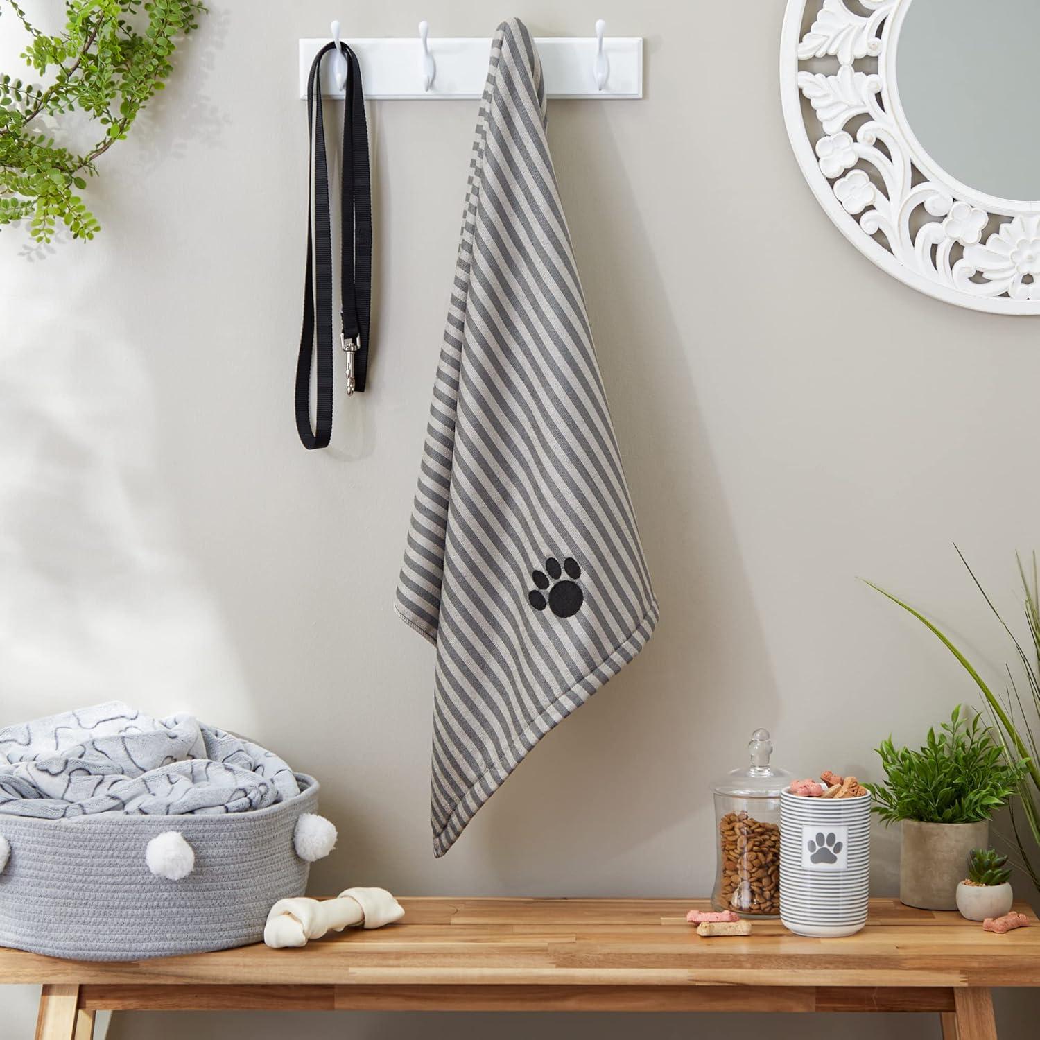 imageBone Dry Pet Grooming Towel Collection Absorbent Microfiber XLarge 41x235quot Striped TaupeStriped Gray