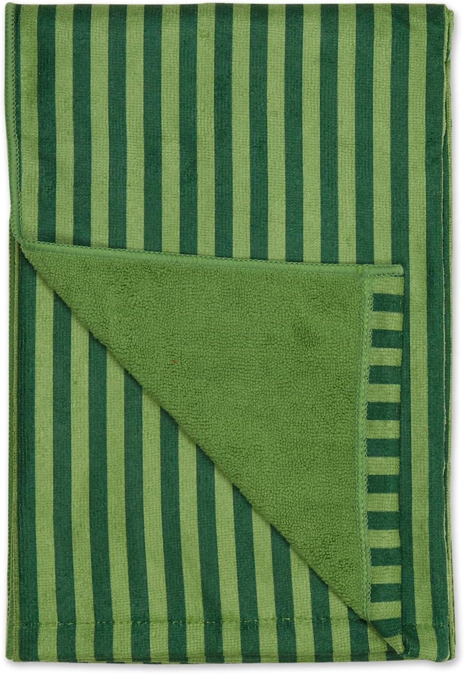 imageBone Dry Pet Grooming Towel Collection Absorbent Microfiber XLarge 41x235quot Striped TaupeStriped Hunter Green
