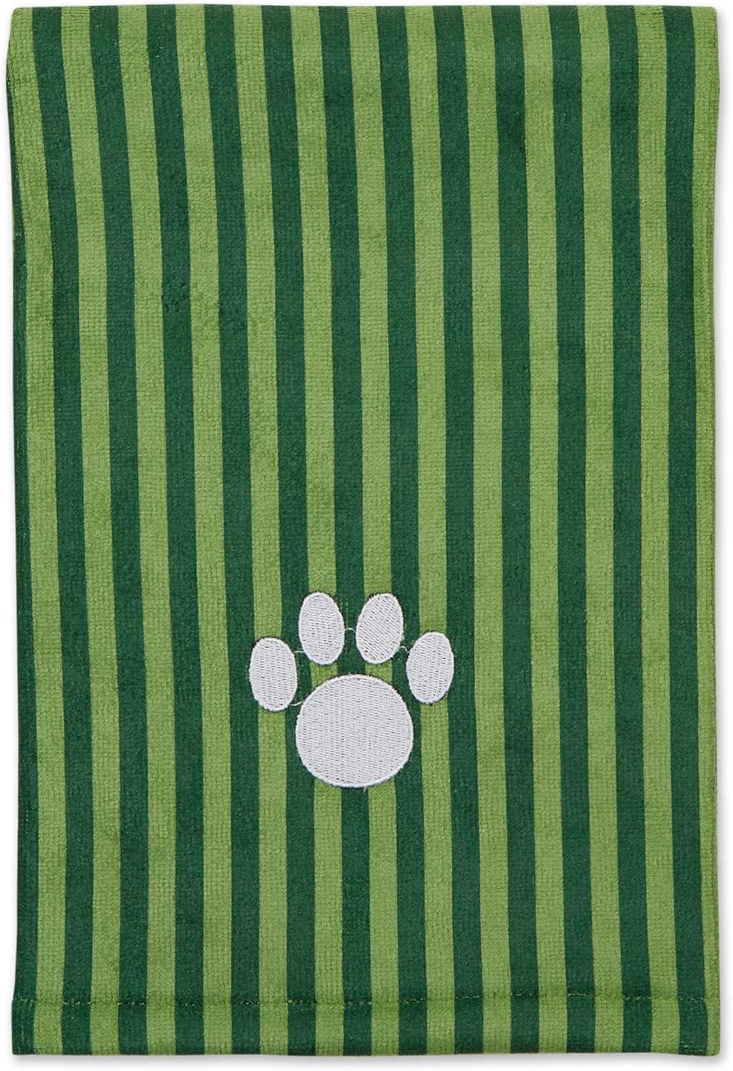 imageBone Dry Pet Grooming Towel Collection Absorbent Microfiber XLarge 41x235quot Striped TaupeStriped Hunter Green