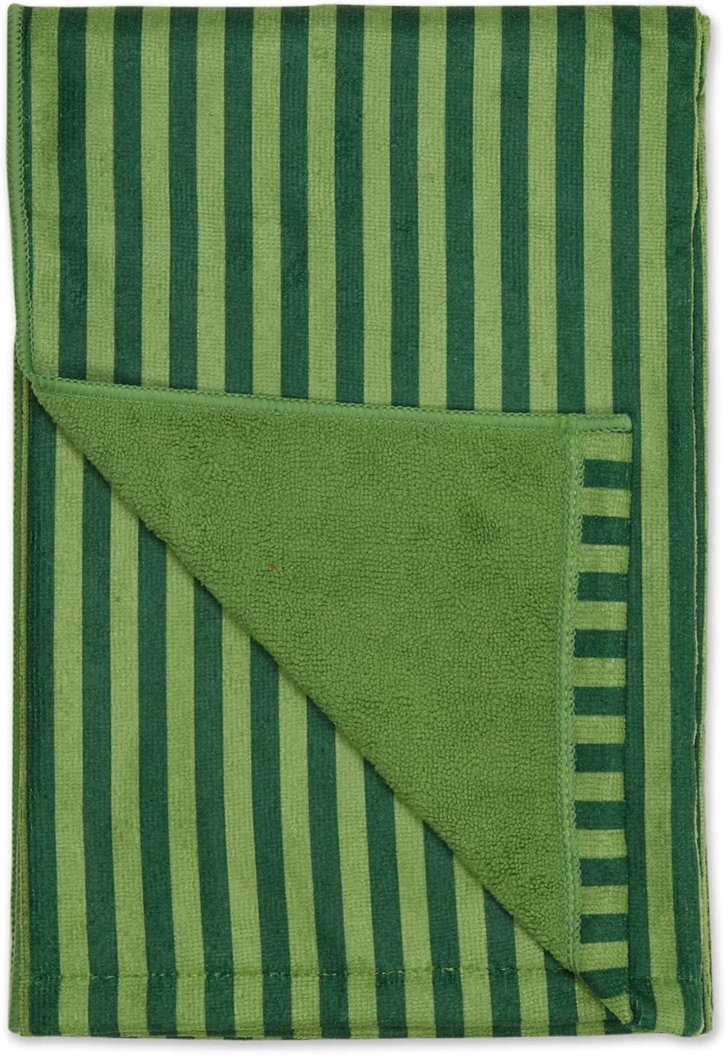 imageBone Dry Pet Grooming Towel Collection Absorbent Microfiber XLarge 41x235quot Striped TaupeStriped Hunter Green