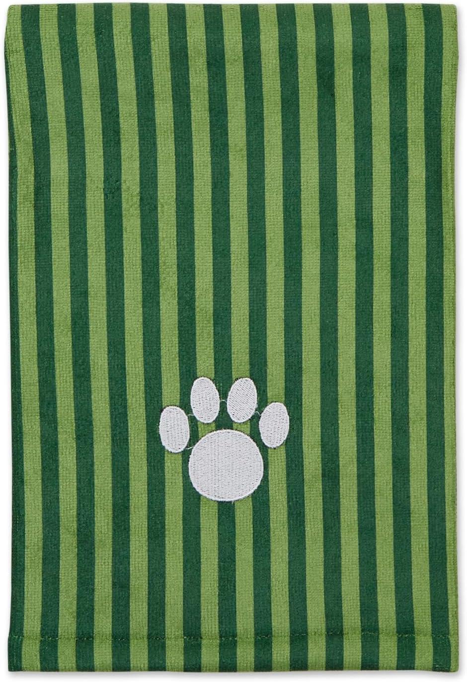 imageBone Dry Pet Grooming Towel Collection Absorbent Microfiber XLarge 41x235quot Striped TaupeStriped Hunter Green