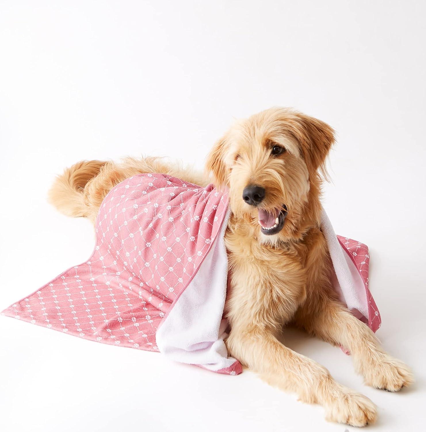 imageBone Dry Pet Grooming Towel Collection Absorbent Microfiber XLarge 41x235quot Trellis GrayTrellis Rose