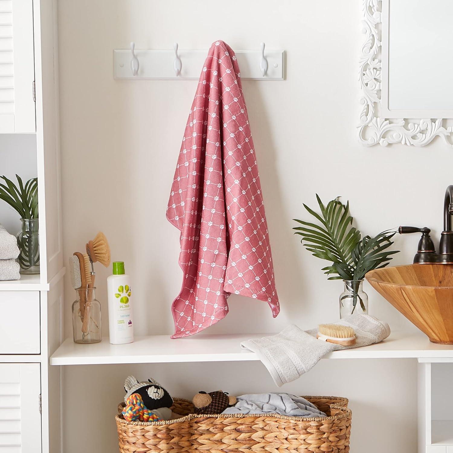 imageBone Dry Pet Grooming Towel Collection Absorbent Microfiber XLarge 41x235quot Trellis GrayTrellis Rose