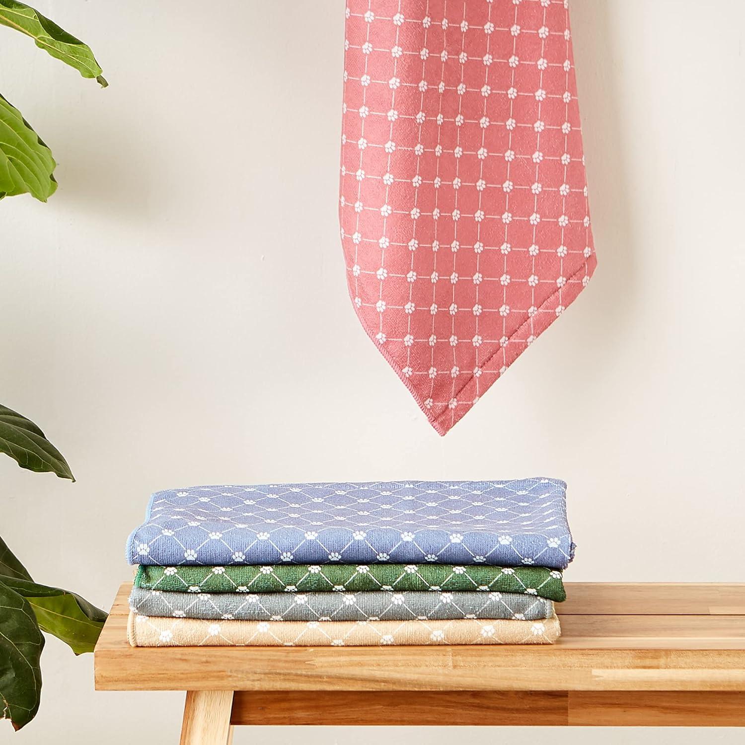imageBone Dry Pet Grooming Towel Collection Absorbent Microfiber XLarge 41x235quot Trellis GrayTrellis Stonewash Blue