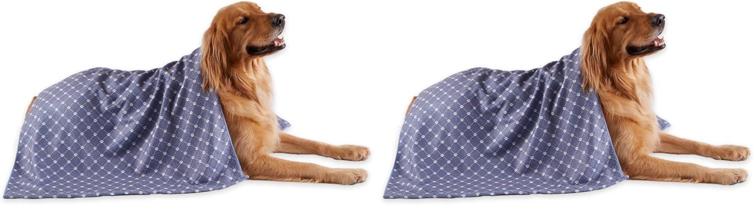 imageBone Dry Pet Grooming Towel Collection Absorbent Microfiber XLarge 41x235quot Trellis GrayTrellis Stonewash Blue
