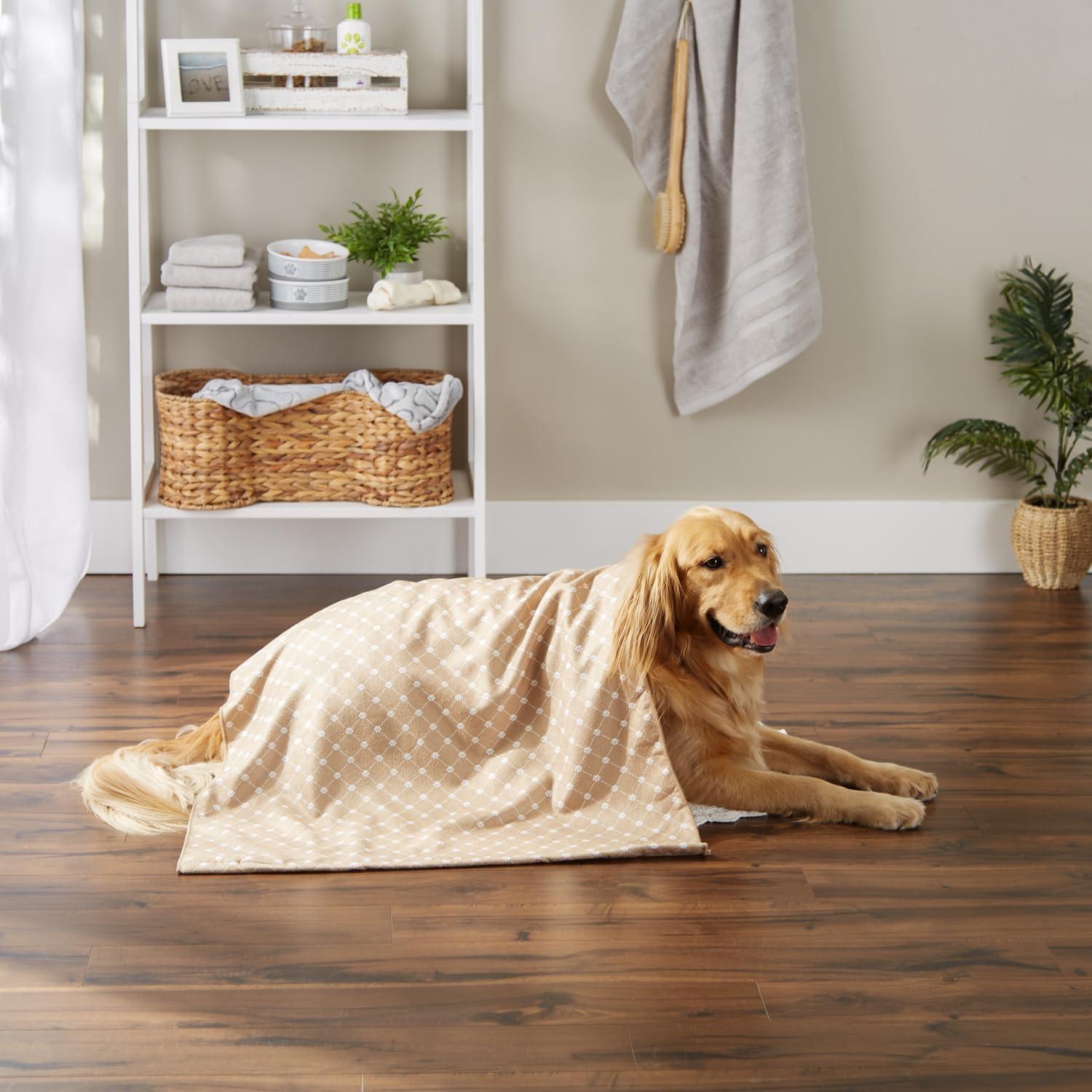 imageBone Dry Pet Grooming Towel Collection Absorbent Microfiber XLarge 41x235quot Trellis GrayTrellis Taupe