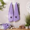 imageBone Dry Pet Grooming Embroidered Microfiber Towel Drying Collection 15x30 Hunter GreenLavender