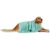 imageBone Dry Pet Grooming Towel Collection Absorbent Microfiber XLarge 41x235quot Striped TaupeStriped Aqua