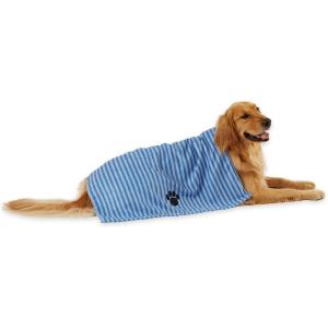 imageBone Dry Pet Grooming Towel Collection Absorbent Microfiber XLarge 41x235quot Striped TaupeBlue