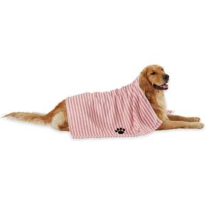 imageBone Dry Pet Grooming Towel Collection Absorbent Microfiber XLarge 41x235quot Striped TaupeRose