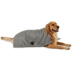 imageBone Dry Pet Grooming Towel Collection Absorbent Microfiber XLarge 41x235quot Striped TaupeStriped Gray