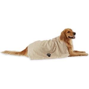 imageBone Dry Pet Grooming Towel Collection Absorbent Microfiber XLarge 41x235quot Striped TaupeStriped Taupe
