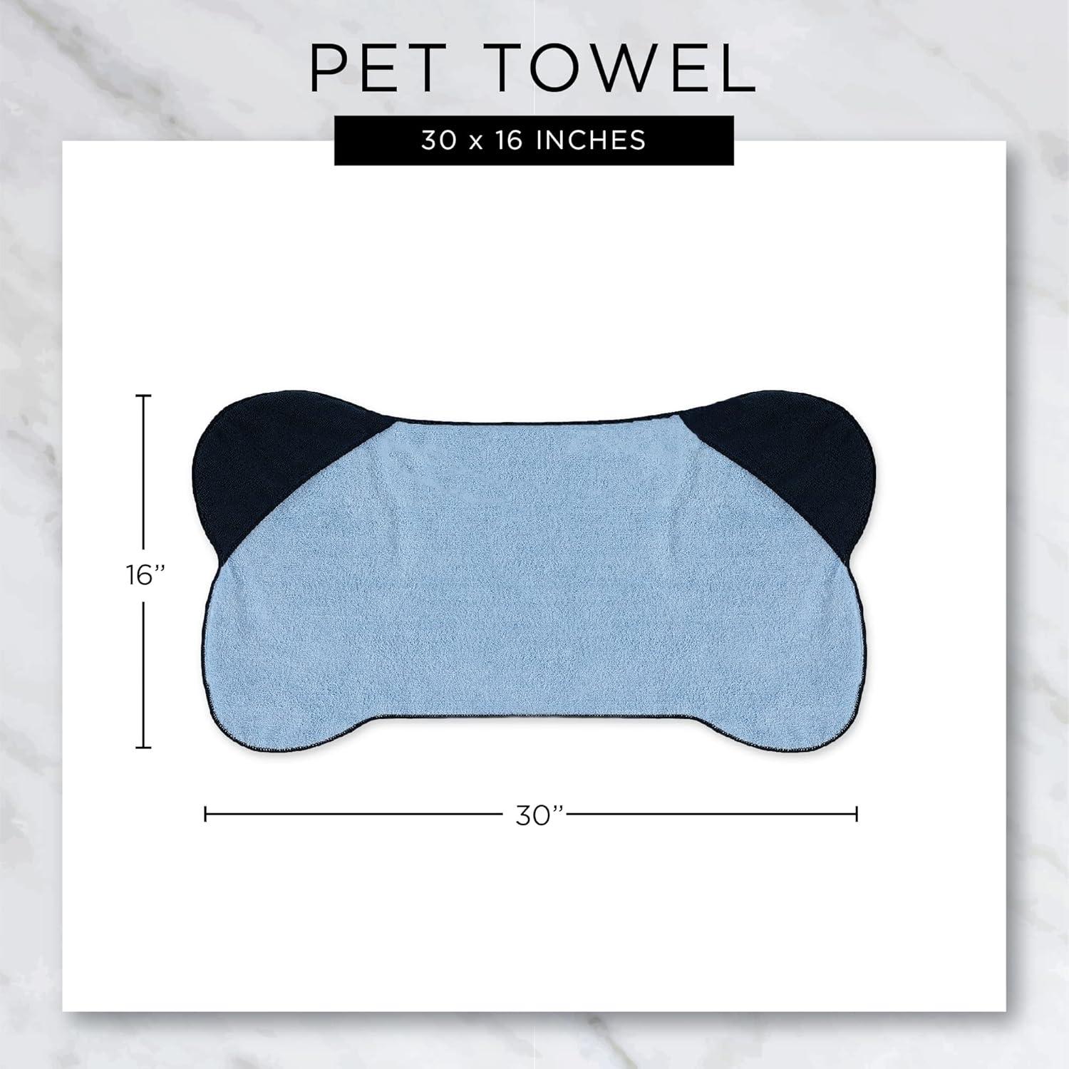 imageBone Dry Drying Pet Towel Bone Towel with Pockets  30 x 16 Blue