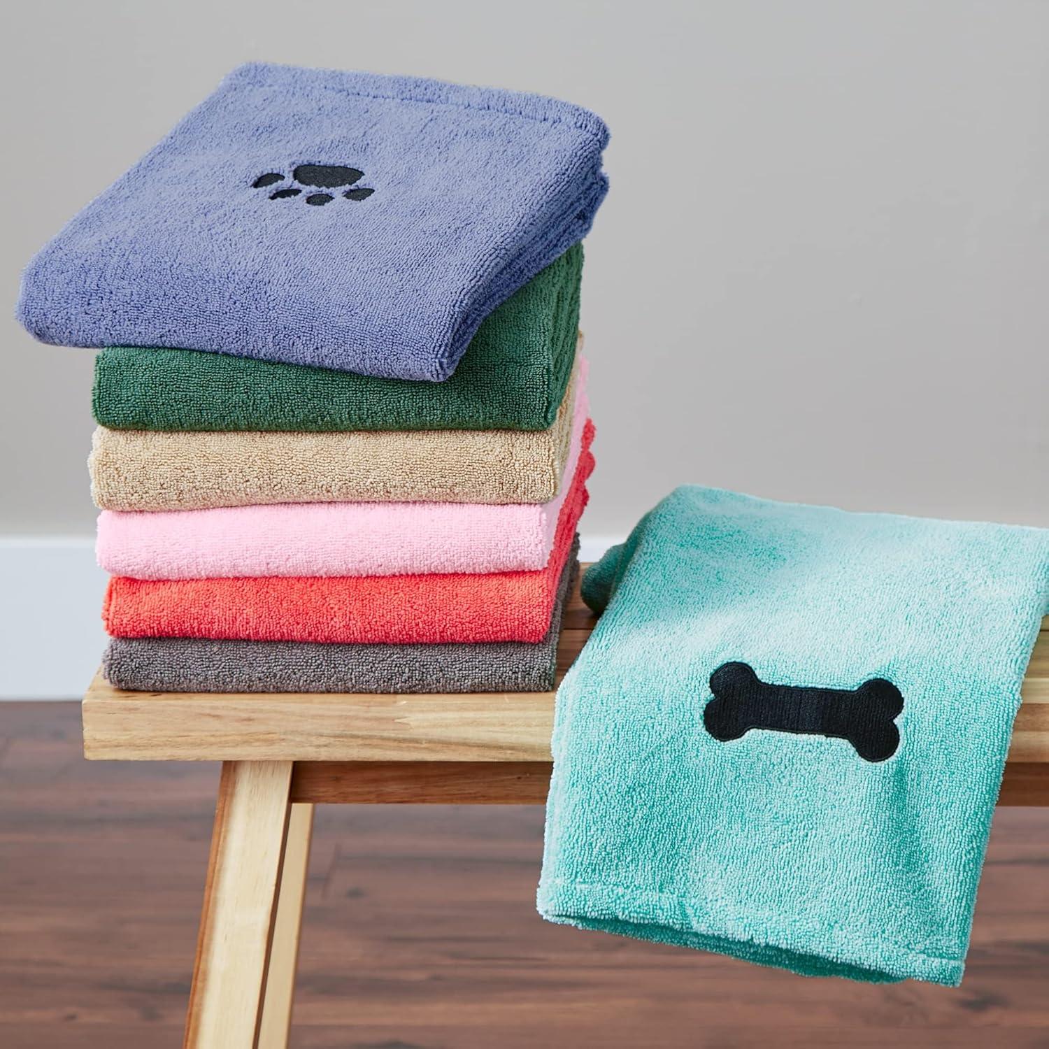 imageBone Dry Pet Grooming Towel Collection Absorbent Microfiber XLarge 41x235quot Embroidered RedBlue