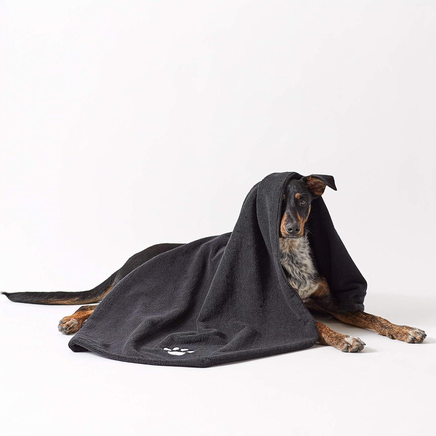 imageBone Dry Pet Grooming Towel Collection Absorbent Microfiber XLarge 41x235quot Embroidered RedEmbroidered Black