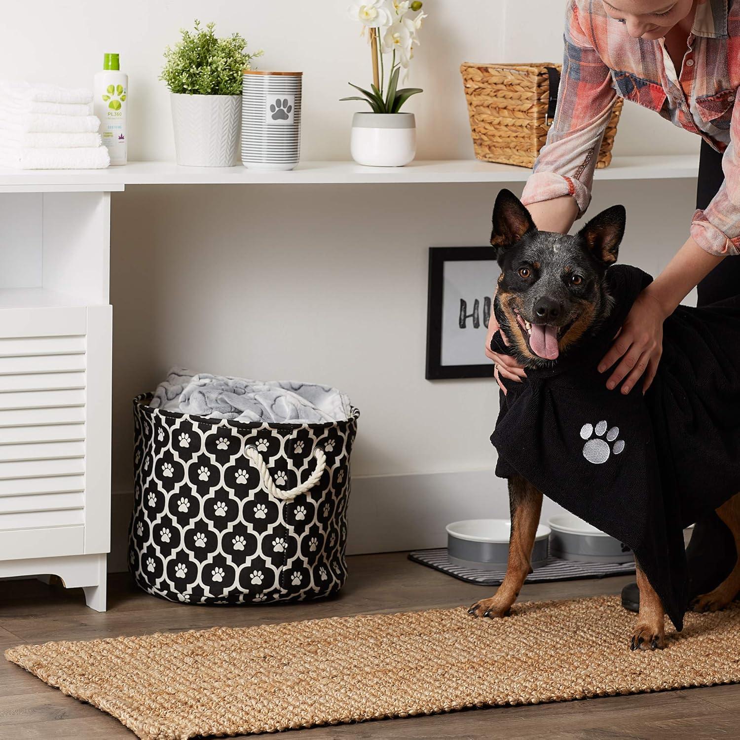 imageBone Dry Pet Grooming Towel Collection Absorbent Microfiber XLarge 41x235quot Embroidered RedEmbroidered Black