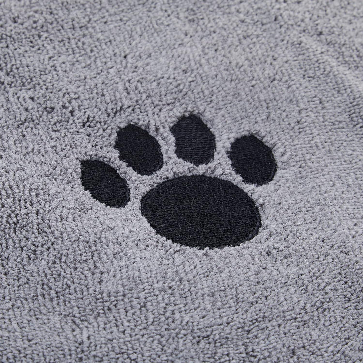 imageBone Dry Pet Grooming Towel Collection Absorbent Microfiber XLarge 41x235quot Embroidered RedEmbroidered Gray