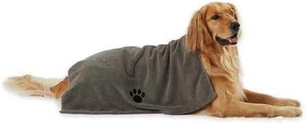 imageBone Dry Pet Grooming Towel Collection Absorbent Microfiber XLarge 41x235quot Embroidered RedEmbroidered Gray