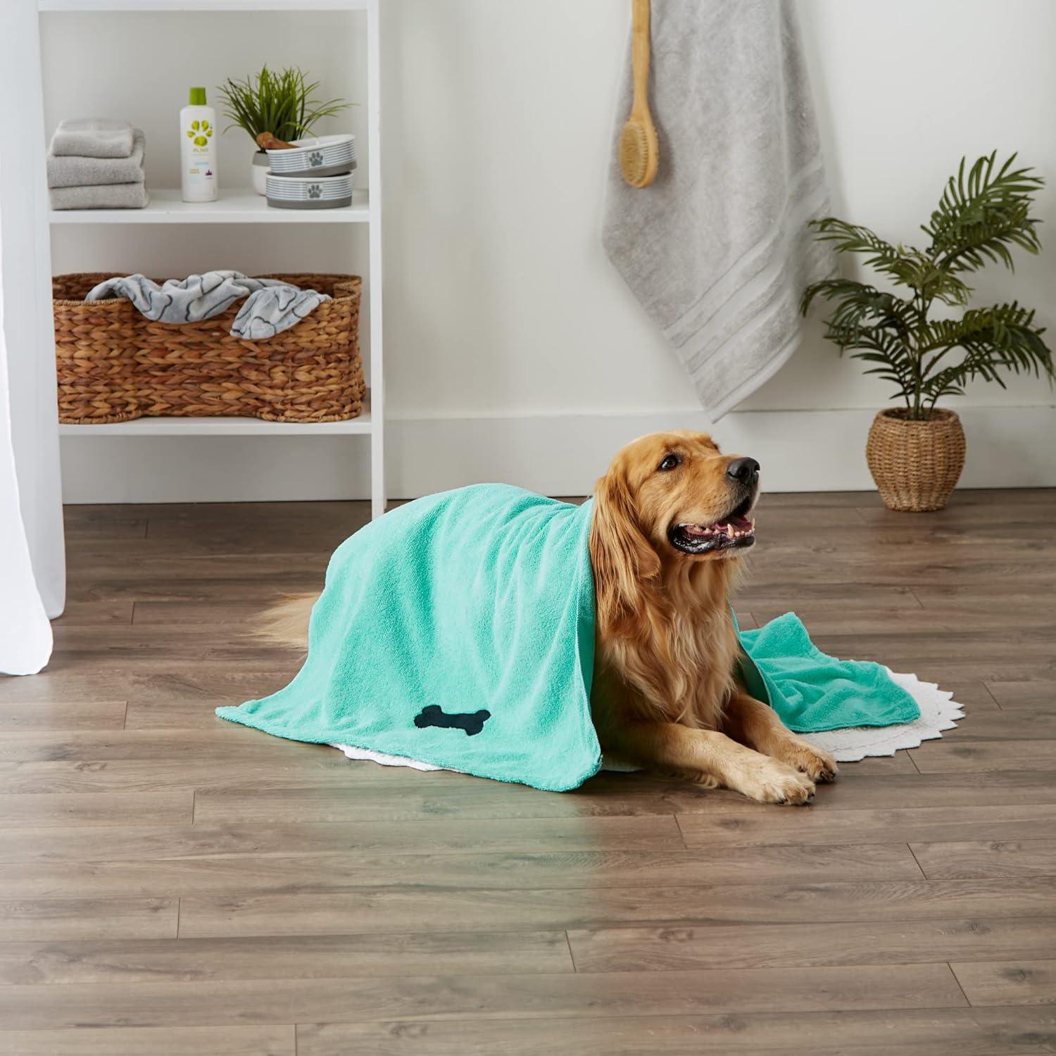 imageBone Dry Pet Grooming Towel Collection Absorbent Microfiber XLarge 41x235quot Embroidered RedEmbroidered Green