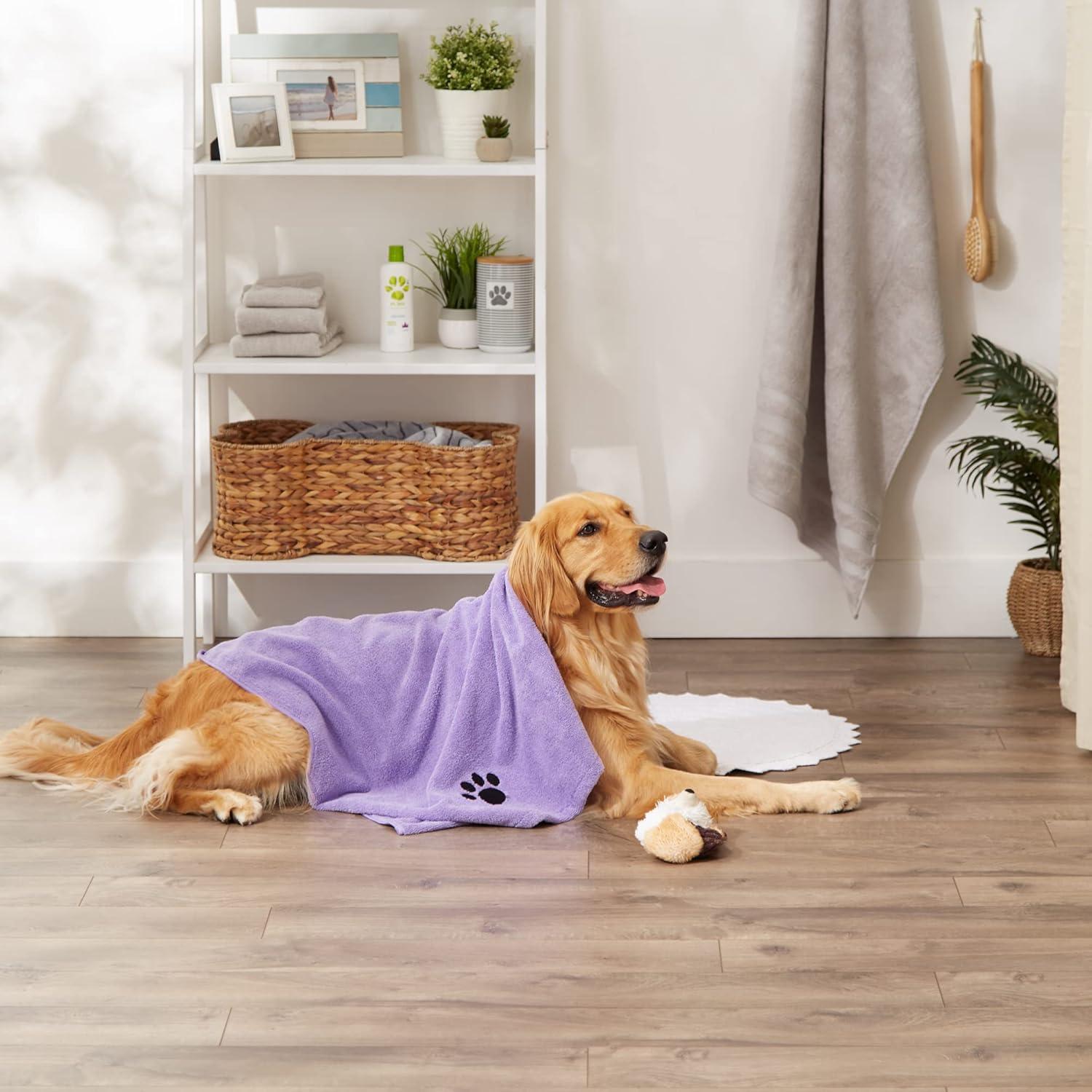 imageBone Dry Pet Grooming Towel Collection Absorbent Microfiber XLarge 41x235quot Embroidered RedEmbroidered Lavender