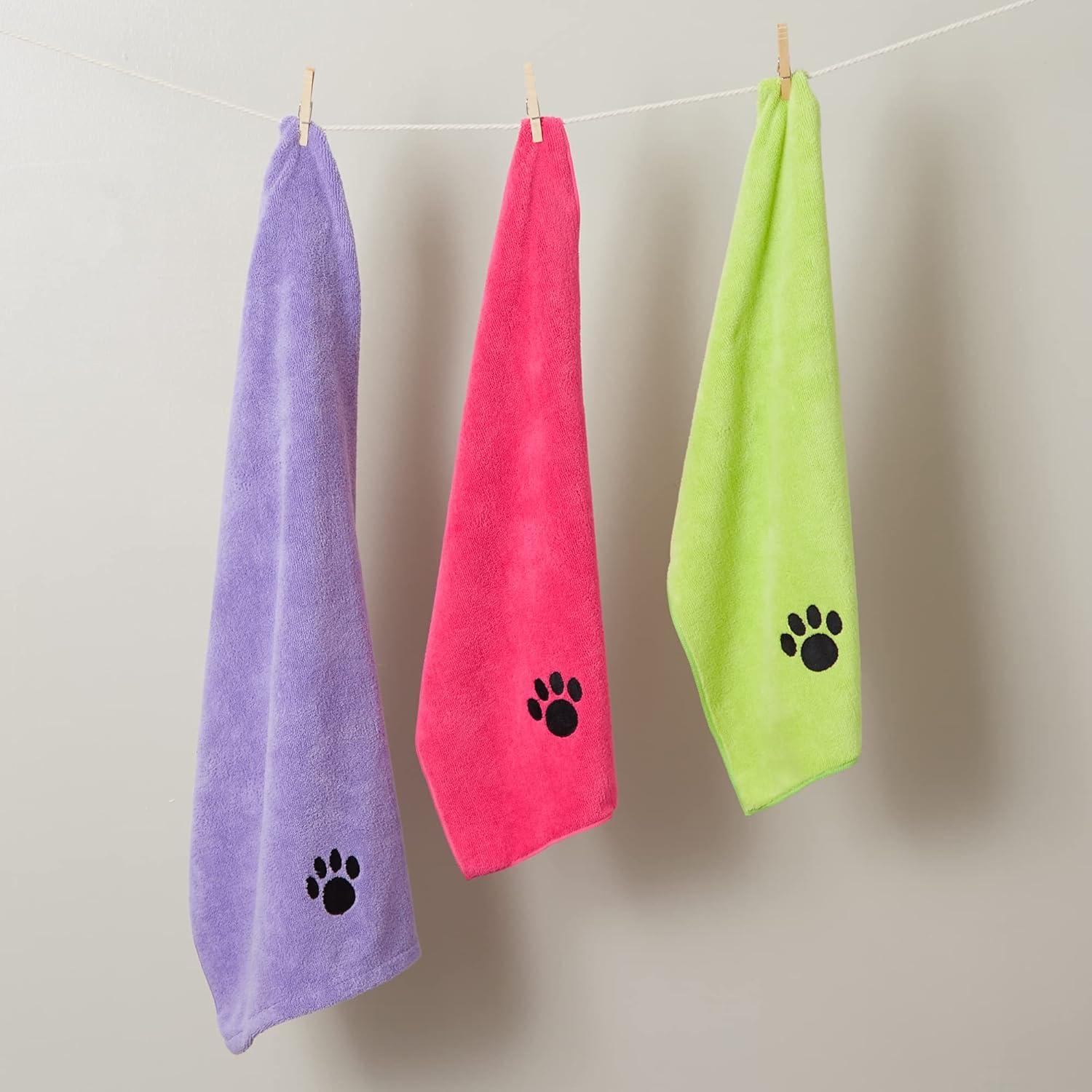 imageBone Dry Pet Grooming Towel Collection Absorbent Microfiber XLarge 41x235quot Embroidered RedEmbroidered Lettuce Green