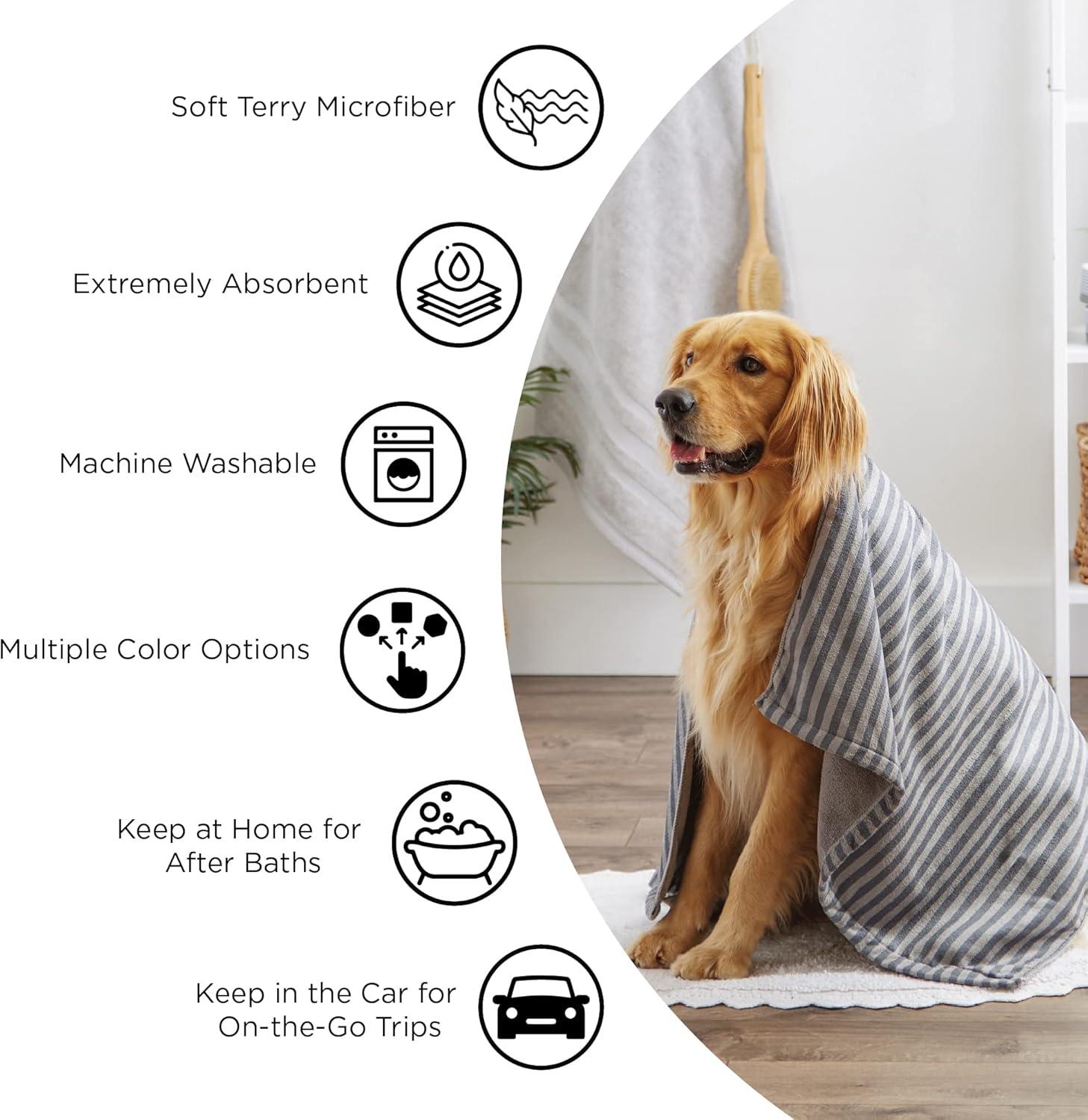 imageBone Dry Pet Grooming Towel Collection Absorbent Microfiber XLarge 41x235quot Embroidered RedEmbroidered Red