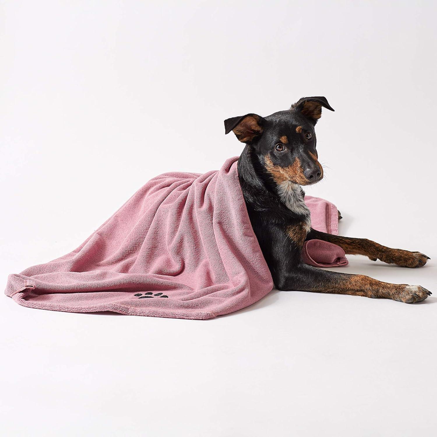 imageBone Dry Pet Grooming Towel Collection Absorbent Microfiber XLarge 41x235quot Embroidered RedEmbroidered Rose