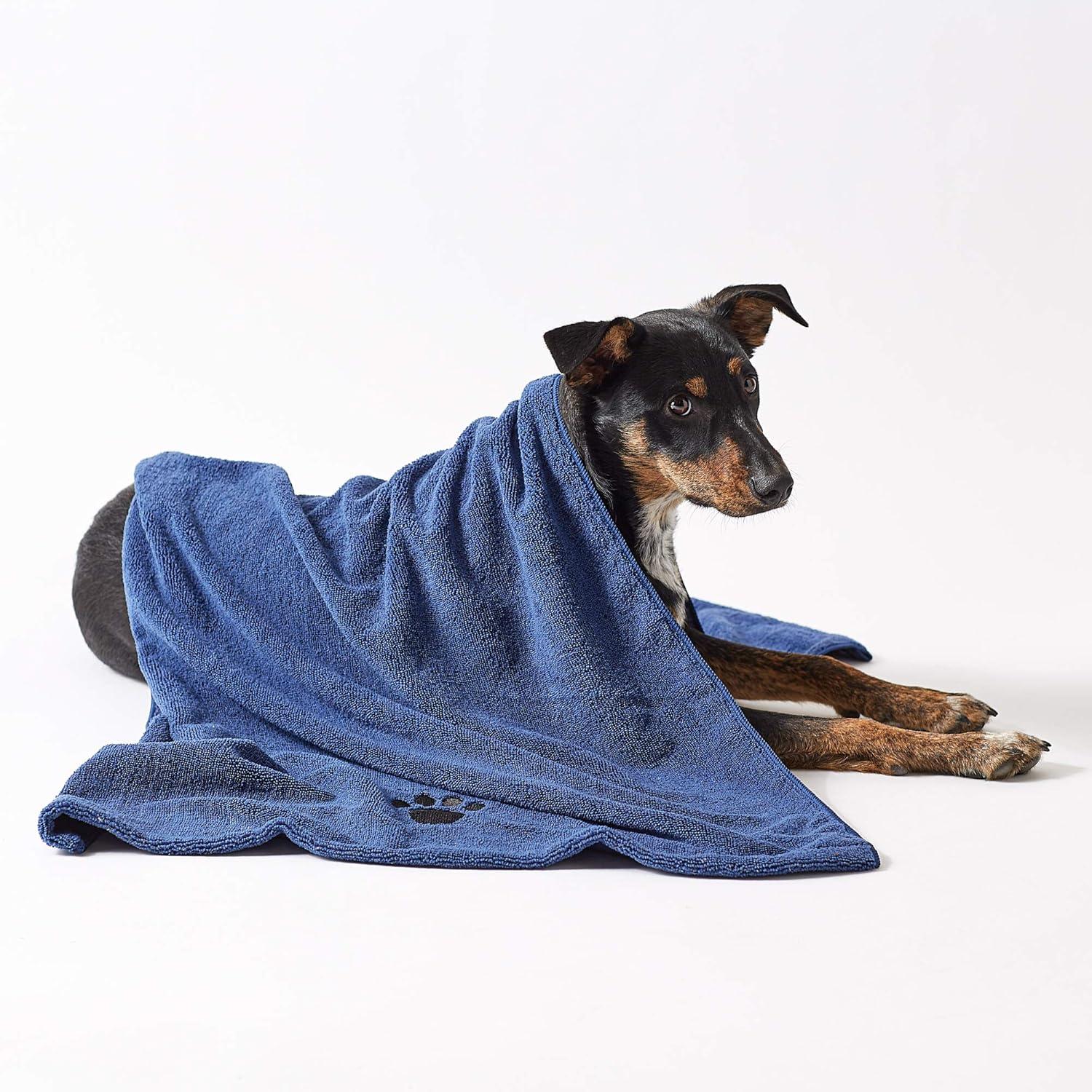 imageBone Dry Pet Grooming Towel Collection Absorbent Microfiber XLarge 41x235quot Embroidered RedNavy