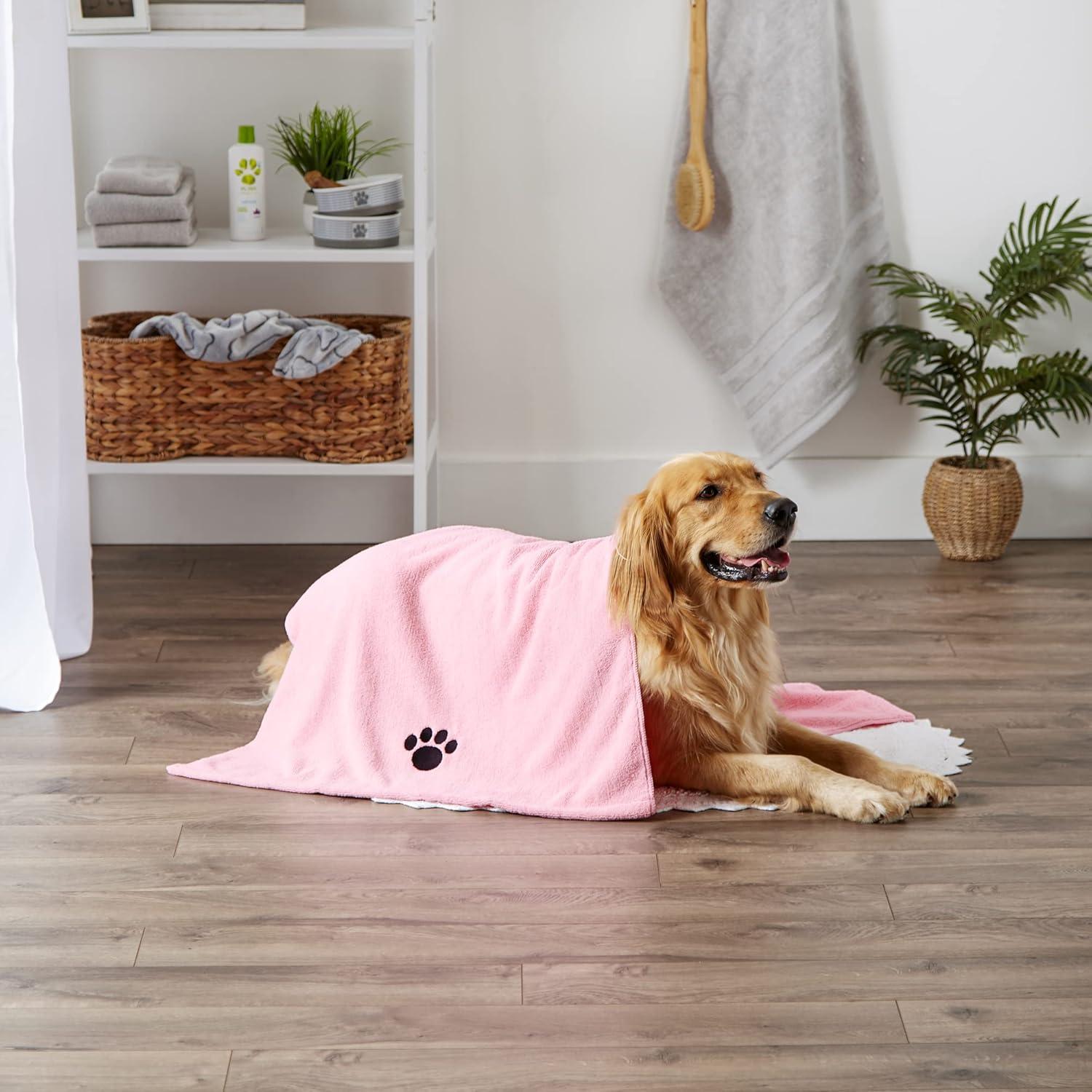 imageBone Dry Pet Grooming Towel Collection Absorbent Microfiber XLarge 41x235quot Embroidered RedPink