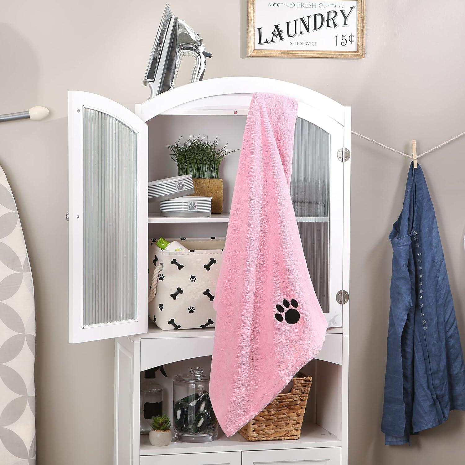 imageBone Dry Pet Grooming Towel Collection Absorbent Microfiber XLarge 41x235quot Embroidered RedPink