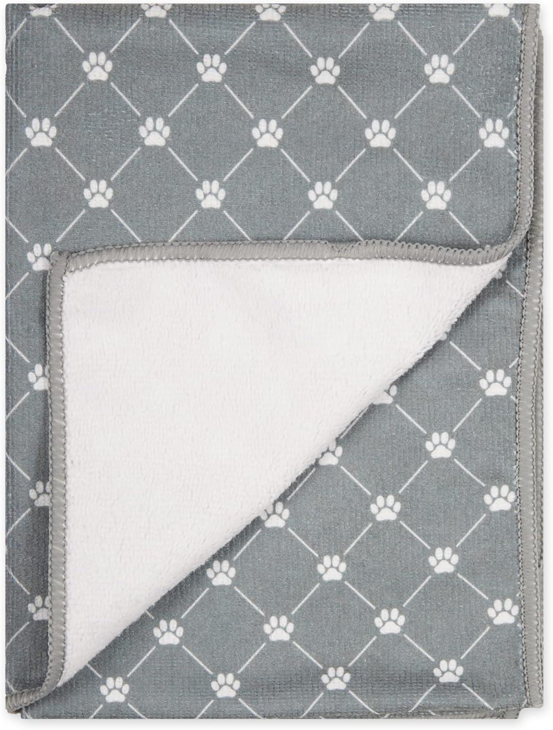 imageBone Dry Pet Grooming Towel Collection Trellis Print Microfiber Absorbent Drying Set 15x30 Gray 3 CountGray