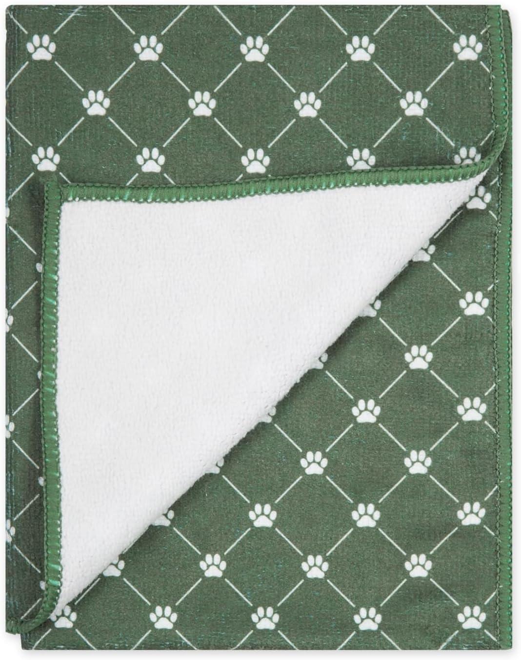 imageBone Dry Pet Grooming Towel Collection Trellis Print Microfiber Absorbent Drying Set 15x30 Gray 3 CountHunter Green
