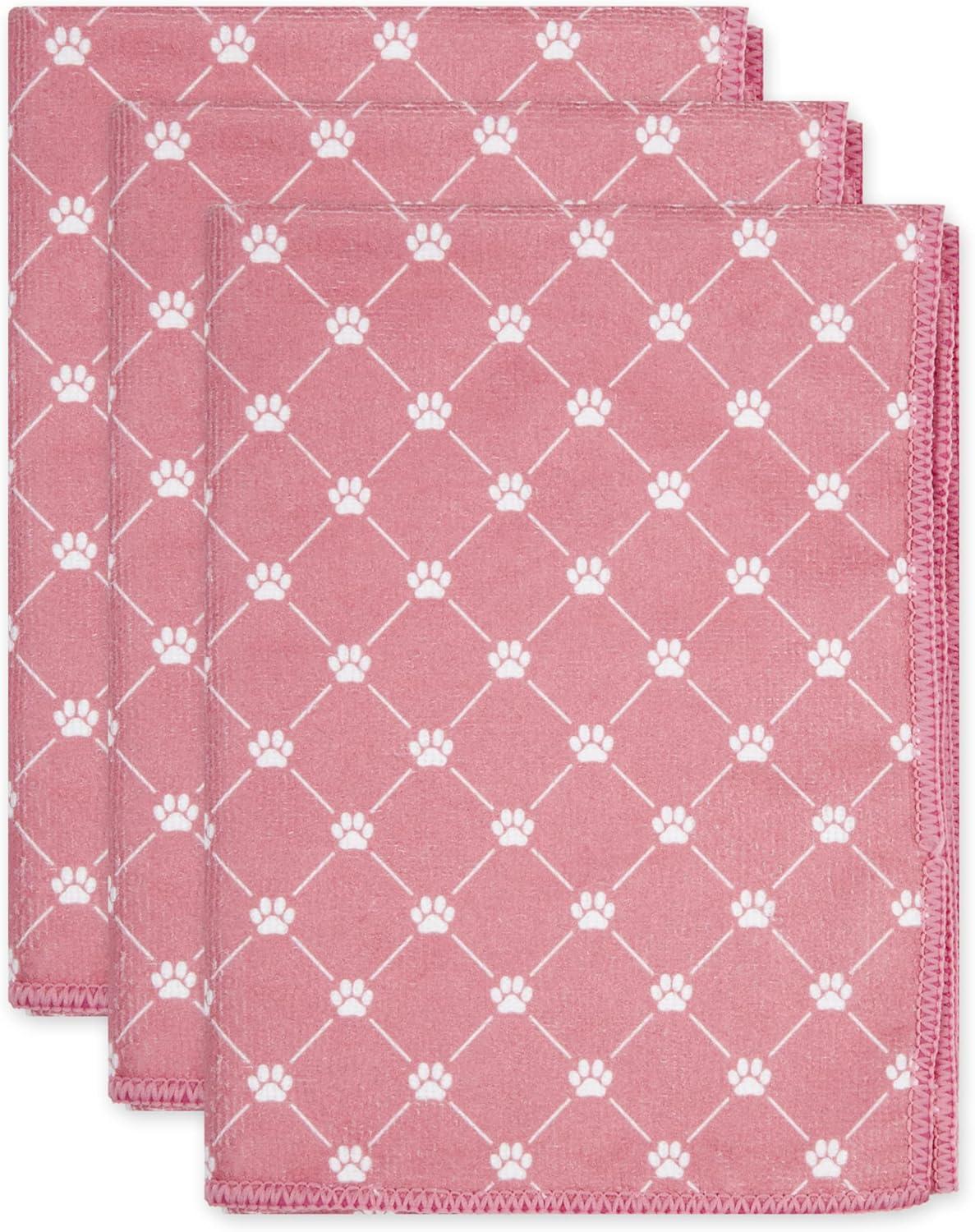 imageBone Dry Pet Grooming Towel Collection Trellis Print Microfiber Absorbent Drying Set 15x30 Gray 3 CountRose