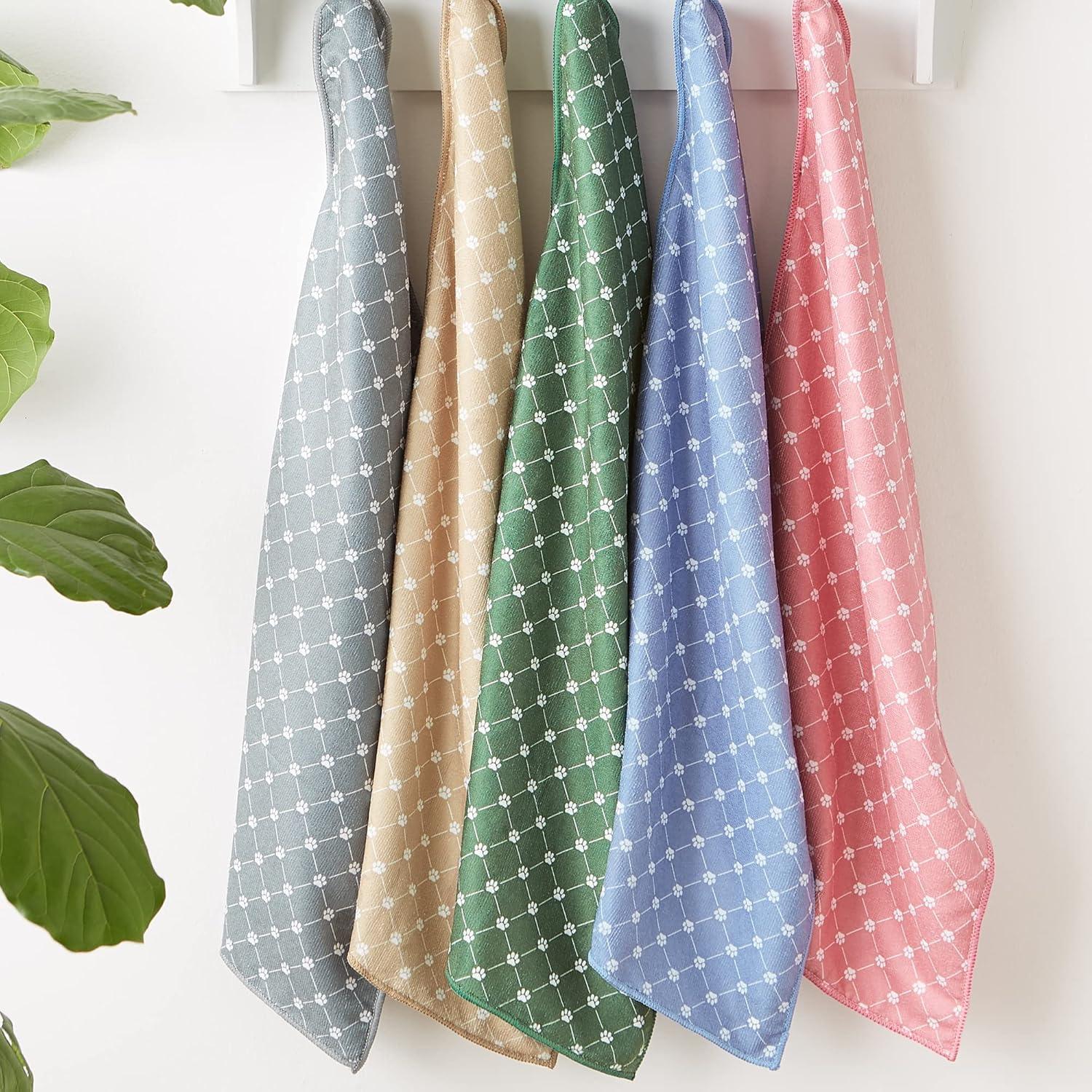 imageBone Dry Pet Grooming Towel Collection Trellis Print Microfiber Absorbent Drying Set 15x30 Gray 3 CountRose