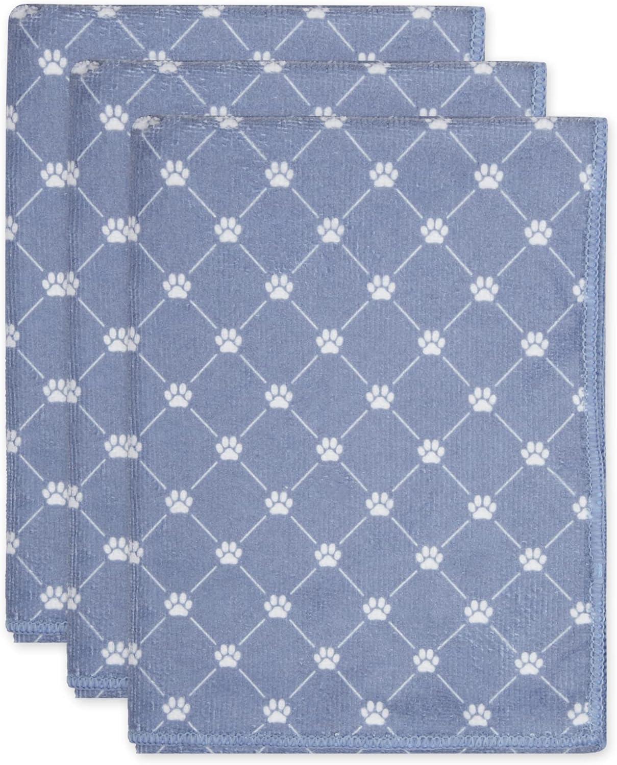 imageBone Dry Pet Grooming Towel Collection Trellis Print Microfiber Absorbent Drying Set 15x30 Gray 3 CountTrellis Stonewash Blue
