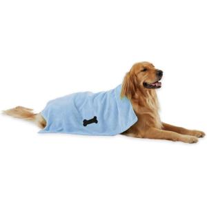 imageBone Dry Pet Grooming Towel Collection Absorbent Microfiber XLarge 41x235quot Embroidered RedBlue