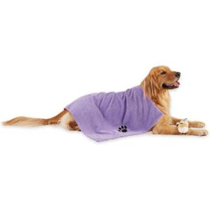 imageBone Dry Pet Grooming Towel Collection Absorbent Microfiber XLarge 41x235quot Embroidered RedEmbroidered Lavender