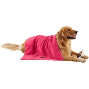 imageBone Dry Pet Grooming Towel Collection Absorbent Microfiber XLarge 41x235quot Embroidered RedEmbroidered Raspberry Sorbet