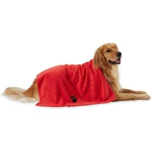 imageBone Dry Pet Grooming Towel Collection Absorbent Microfiber XLarge 41x235quot Embroidered RedEmbroidered Red