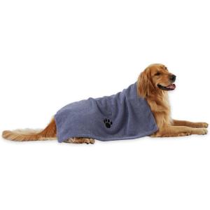 imageBone Dry Pet Grooming Towel Collection Absorbent Microfiber XLarge 41x235quot Embroidered RedStonewash Blue