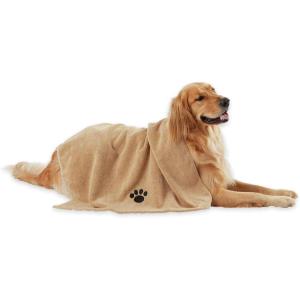 imageBone Dry Pet Grooming Towel Collection Absorbent Microfiber XLarge 41x235quot Embroidered RedTaupe