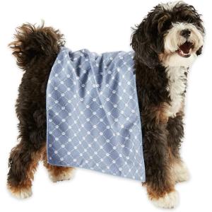 imageBone Dry Pet Grooming Towel Collection Trellis Print Microfiber Absorbent Drying Set 15x30 Gray 3 CountTrellis Stonewash Blue