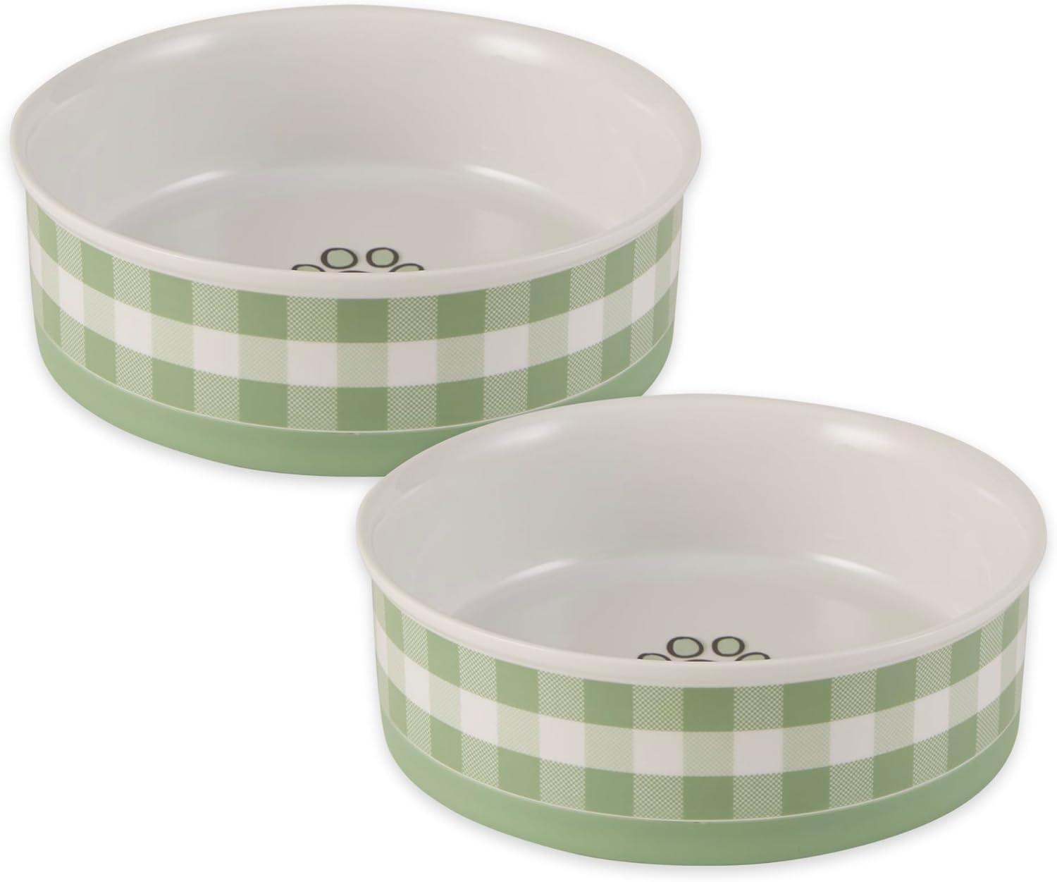 imageBone Dry Ceramic Food ampamp Water Bowls for Pets NonSlip for Secure Less Messy Feeding Microwave ampamp Dishwasher Safe Single Dish Large 75x24quot Red White ampamp BlueDesert Sage Petite Check